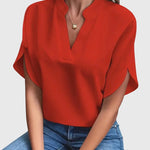 Beatrix soft V-neck shirt in Red, view 7