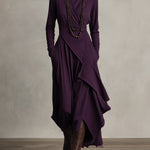 Natalie draped turtleneck knit dress in Purple, view 2