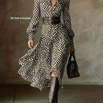 Zara diamond print belted dress, view 3