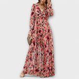 Helen floral maxi dress in Pink, front view