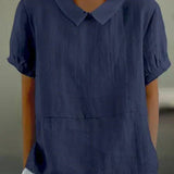 Wolla classic collared shirt in Marine Blue, view 3
