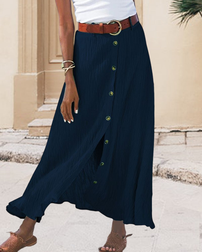 Marie button front flowing maxi skirt, view 7