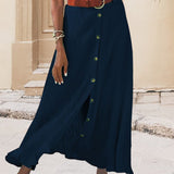 Marie button front flowing maxi skirt, view 7