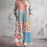 Rhonda vibrant floral maxi dress in Patchwork, front view