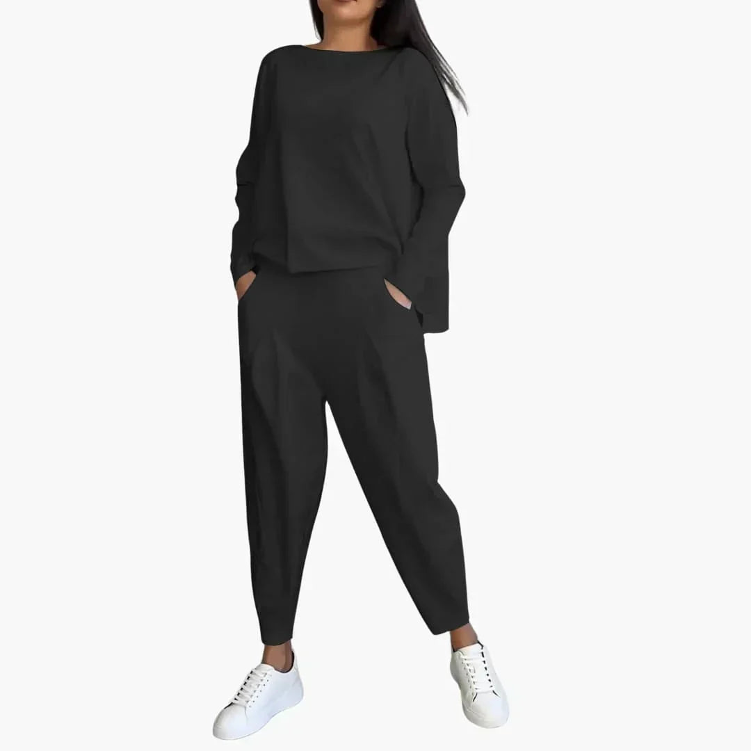 LuxeLounge cosy knit set in Black, view 6