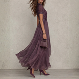 Vivienne lace trim chiffon maxi dress, view 4