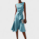Darlene Sophisticated Midi Dress in Light Blue, view 4