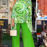 Cate printed two-piece summer set in Green, view 5