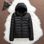 Metta black hooded puffer jacket, view 2