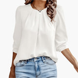 Naomi pleated puff sleeve blouse in White, view 5