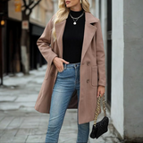 Demi | Casual Mid Length Button Open Front Coat
