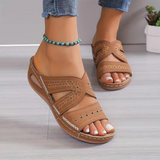 Emma Soft Step Slide Sandals in Brown, view 6