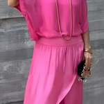 Manna chiffon wide-leg two-piece set in Pink, view 7
