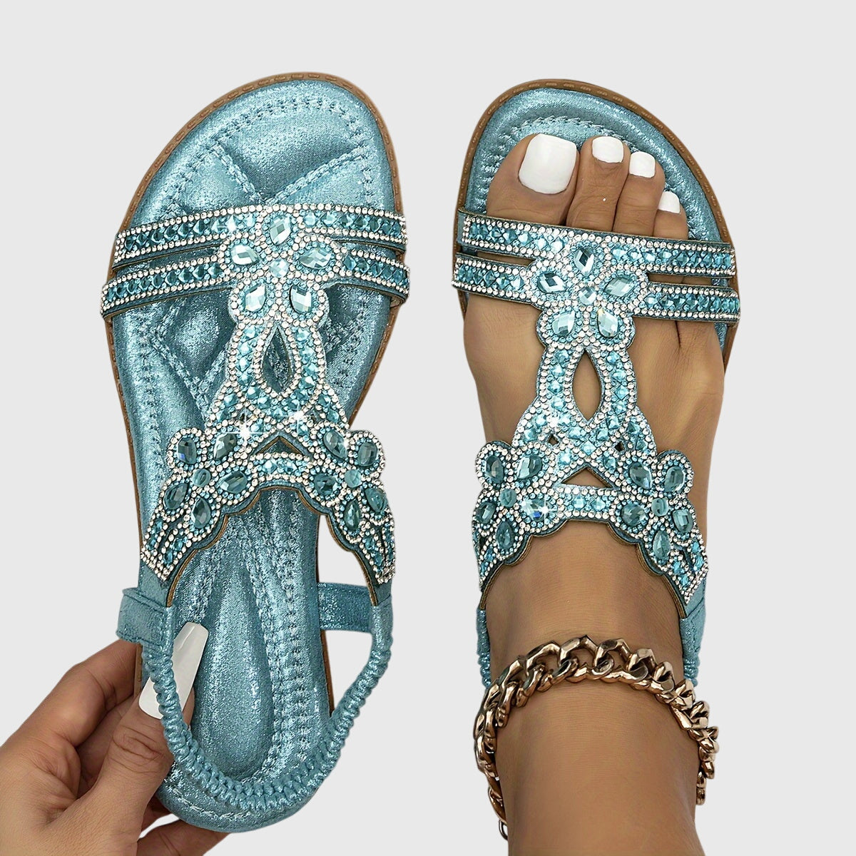 Blessy Embellished Slingback Sandals, view 2