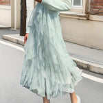 Cecil mesh layered tutu skirt in Light Green, front view