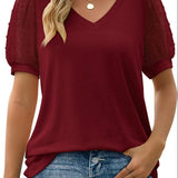 Helena V-neck blouse in Bordeaux Red, view 8