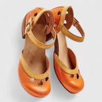 Calinae Orthopaedic Block Heel Sandals in Orange, view 3