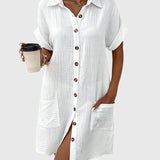 Caroline Button Front Shirt Dress, view 7