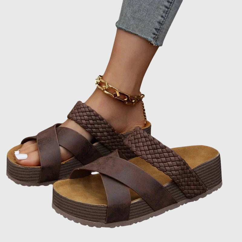Sophie orthopaedic sandals in Brown, front view