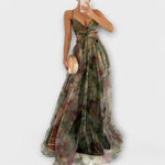 Annai floral mesh maxi dress in Green, view 2