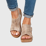 Adela Orthopaedic Wedge Sandals in Beige, front view