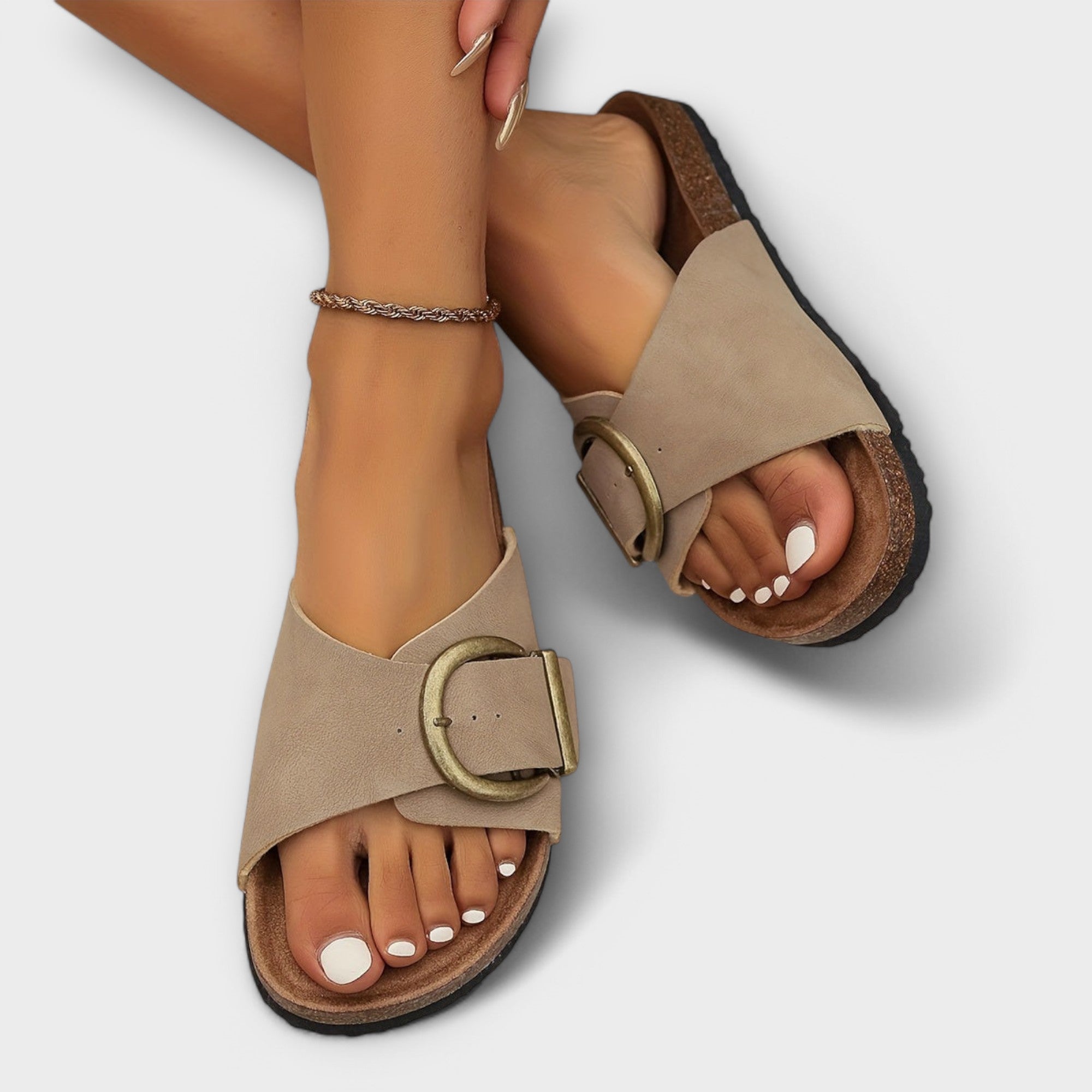 Avelina Double Strap Comfort Sandals in Khaki, view 5