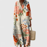 Graysynne floral dress in Beige Floral, front view