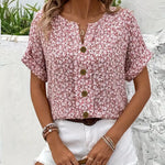 Verna pink floral blouse, view 5