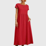 Giselle casual pocket dress in Red, view 5