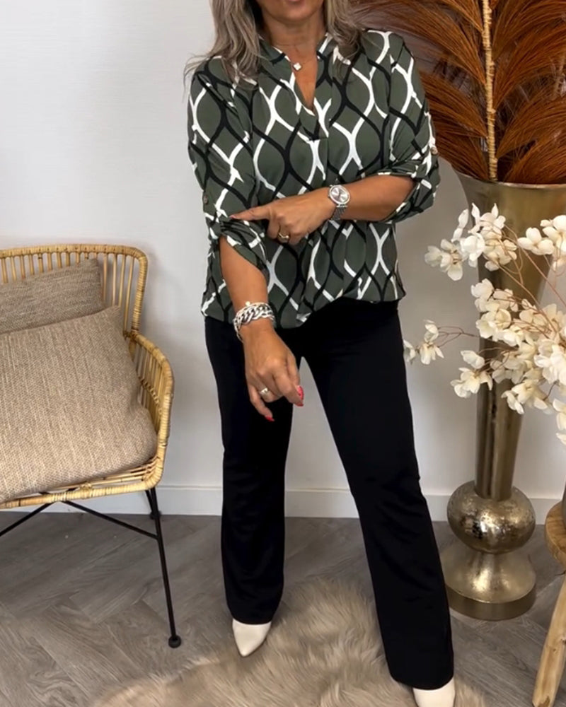 Janny geometric print blouse, view 2