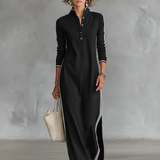Sweatshirt maxi dress with button collar, view 8