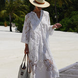 Luana white lace summer dress, view 4