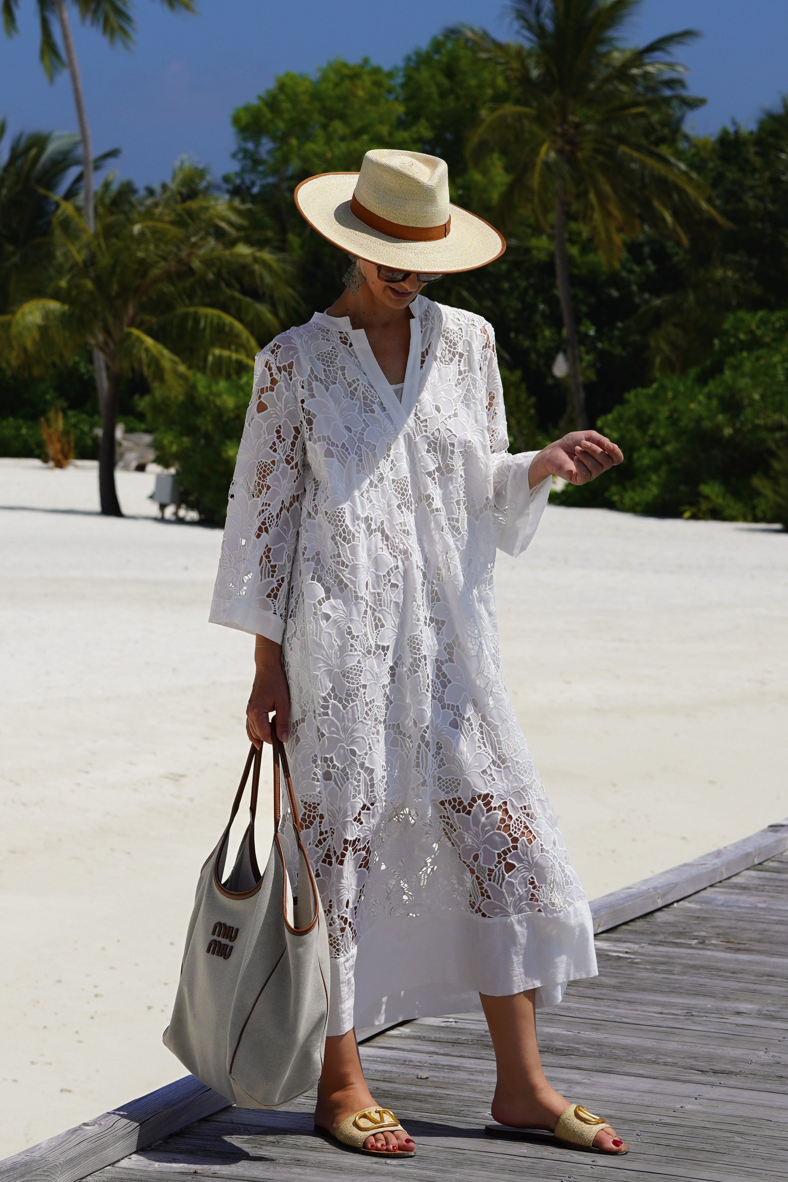 Luana white lace summer dress, view 4
