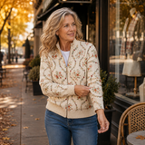Danielle cream trailing floral zip-up cardigan, view 3