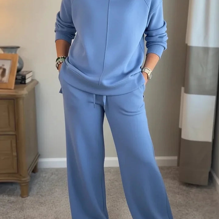 Colleen roll-neck two-piece set in Blue, view 2