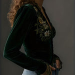 Nora embroidered velvet blouse, view 4
