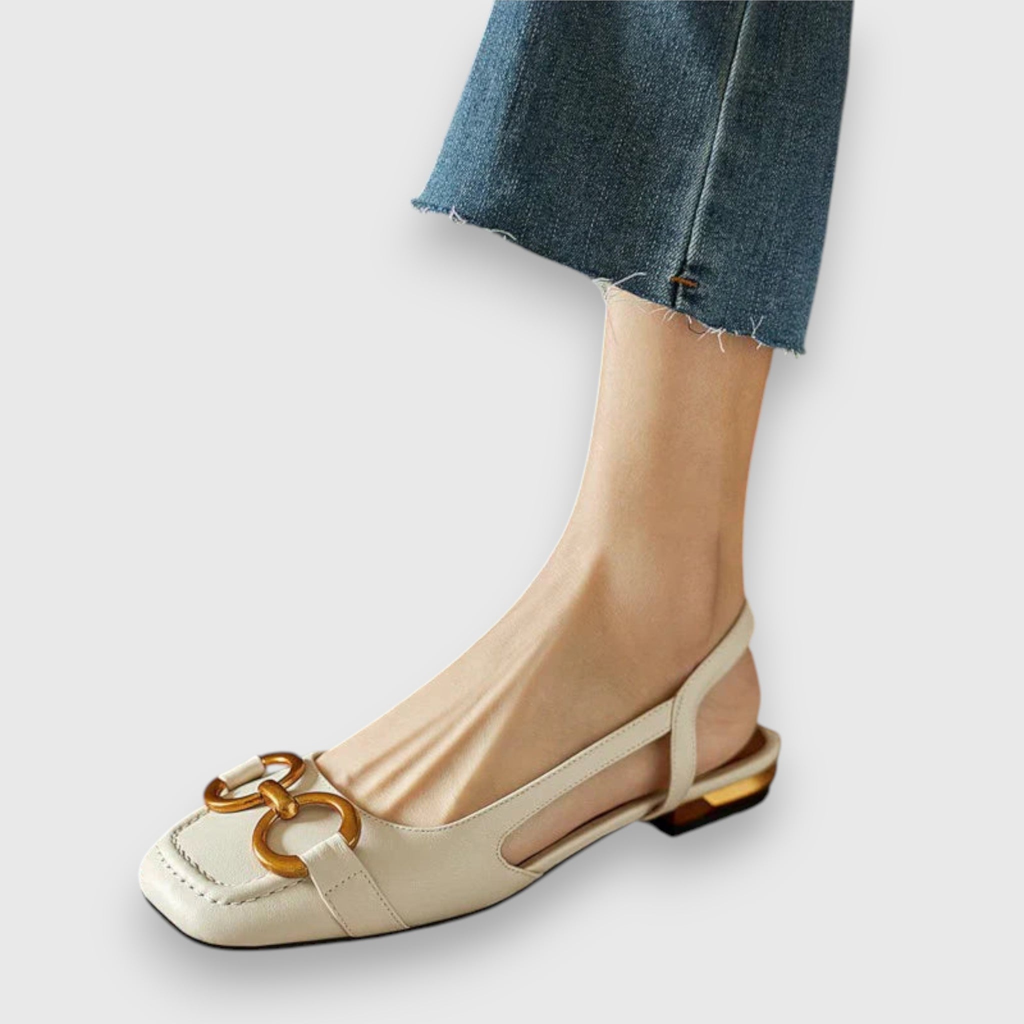 Demyra Comfortable Slingback Sandals in Cream White, view 4