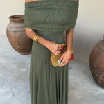Toledo linen blend one shoulder maxi dress, view 8