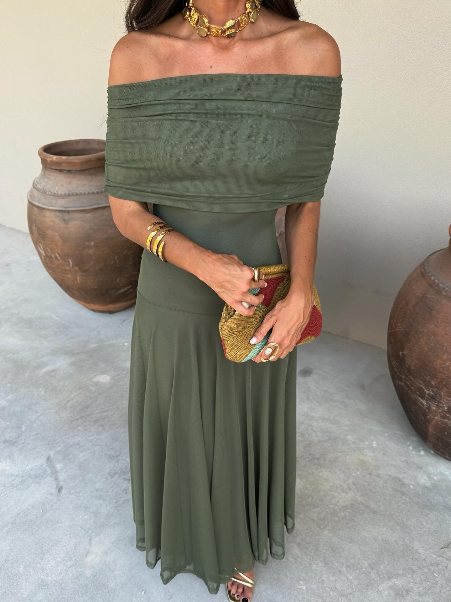 Toledo linen blend one shoulder maxi dress, view 8