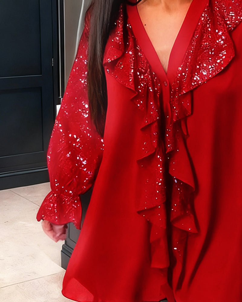 Loose ruffle blouse, view 6