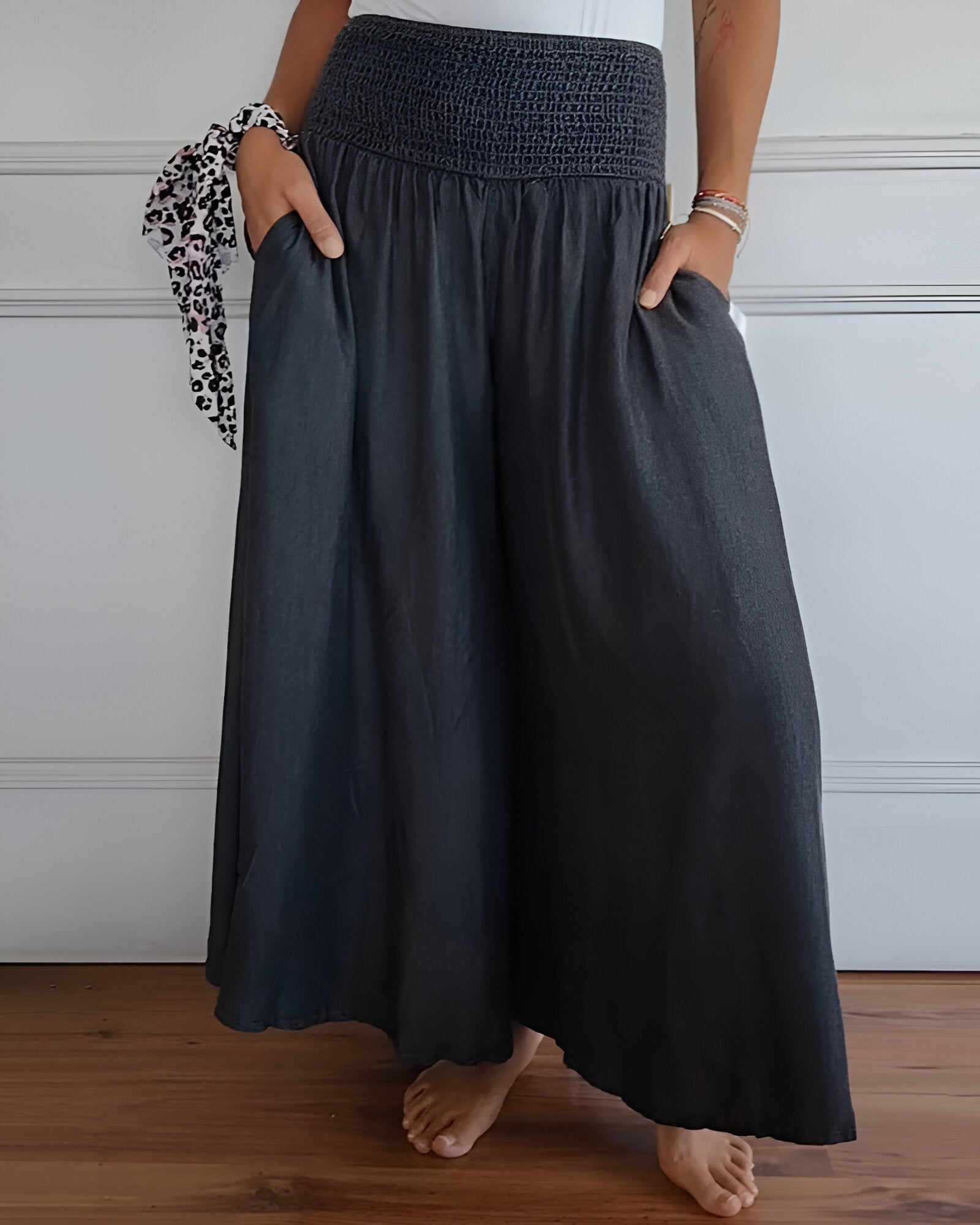 Marlene wide leg palazzo trousers in Grey, view 5