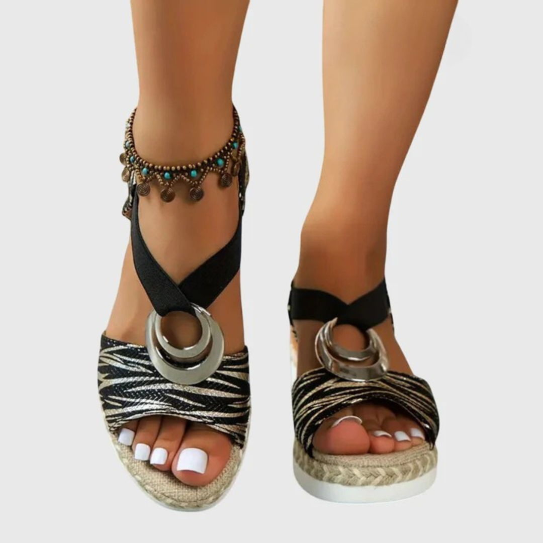 Olivia orthopaedic sandals in Black Zebra, view 10