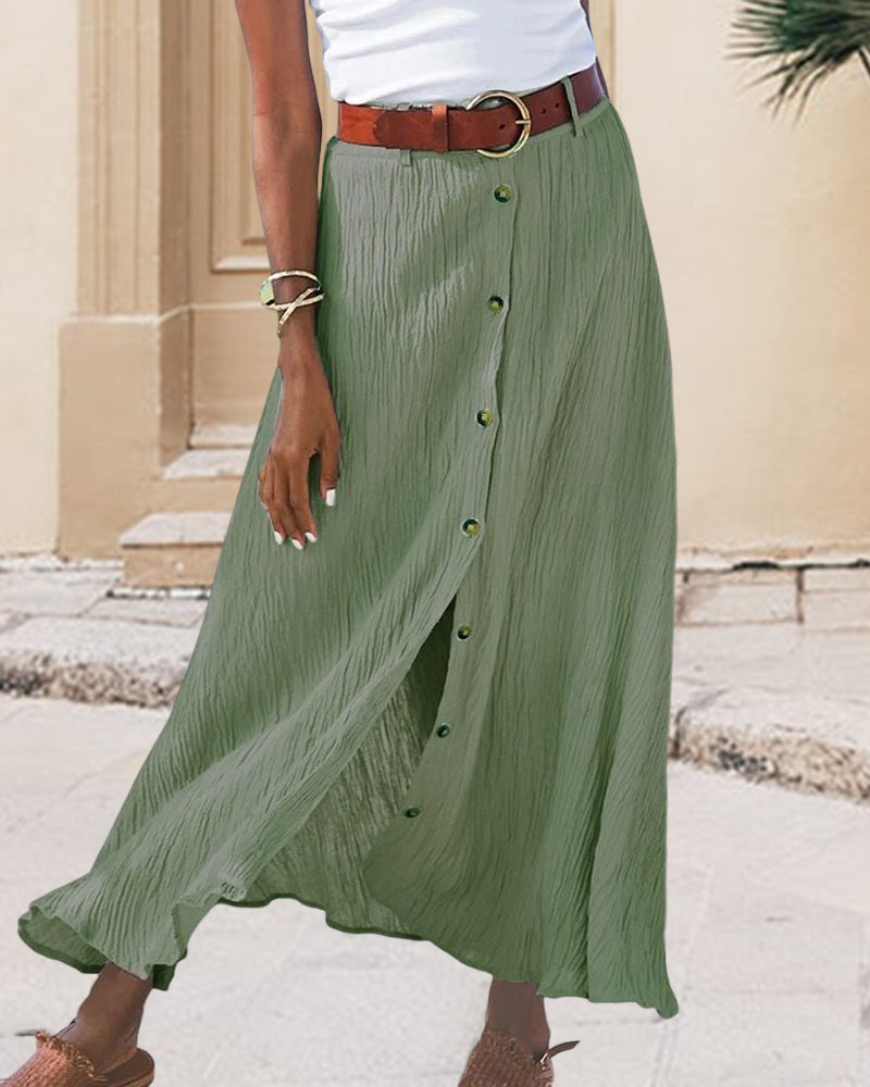 Marie button front flowing maxi skirt, view 4