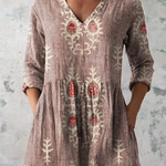 Elise soft green print V-neck blouse in Pink, view 5