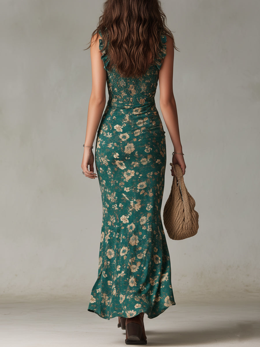 Mayfair retro print midi dress, view 5