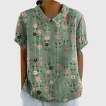Jenna floral blouse in Green Floral Print, front view