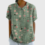Jenna floral blouse in Green Floral Print, front view