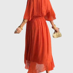 Bethany V neck belted midi dress, view 11