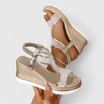 Jessica Espadrille Wedge Sandals in Beige, view 2