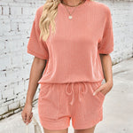 Solenne corduroy top and shorts set in Rose, view 9